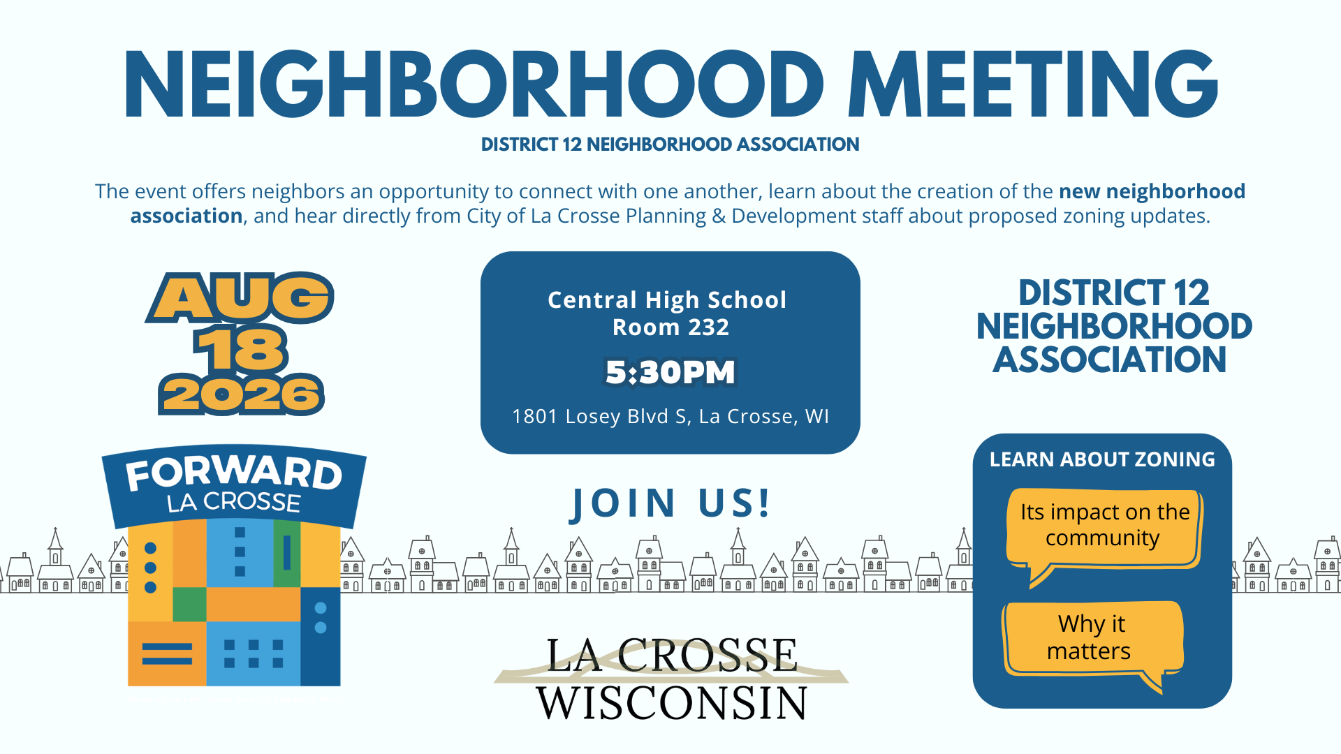 Residents Invited to Help Launch New District 12 Neighborhood Association and Learn About Proposed Zoning Updates